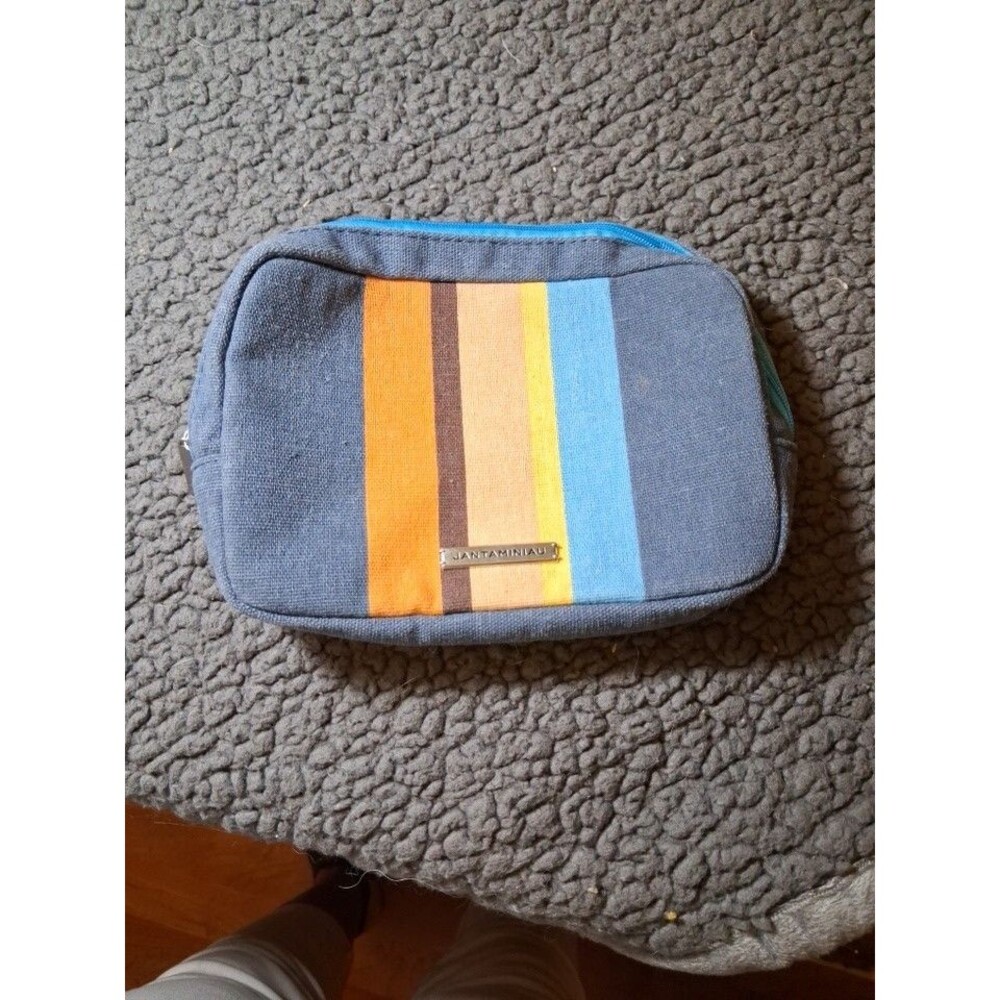 Jantaminiau Multi-color Striped Toiletry Bag Amenity Kit KLM Airlines EUC